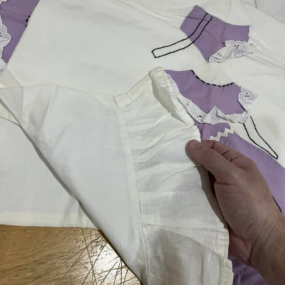 Vintage Southern Belle Dancing Girl Floral Purple Cottage (2) King Shams Ruffled
